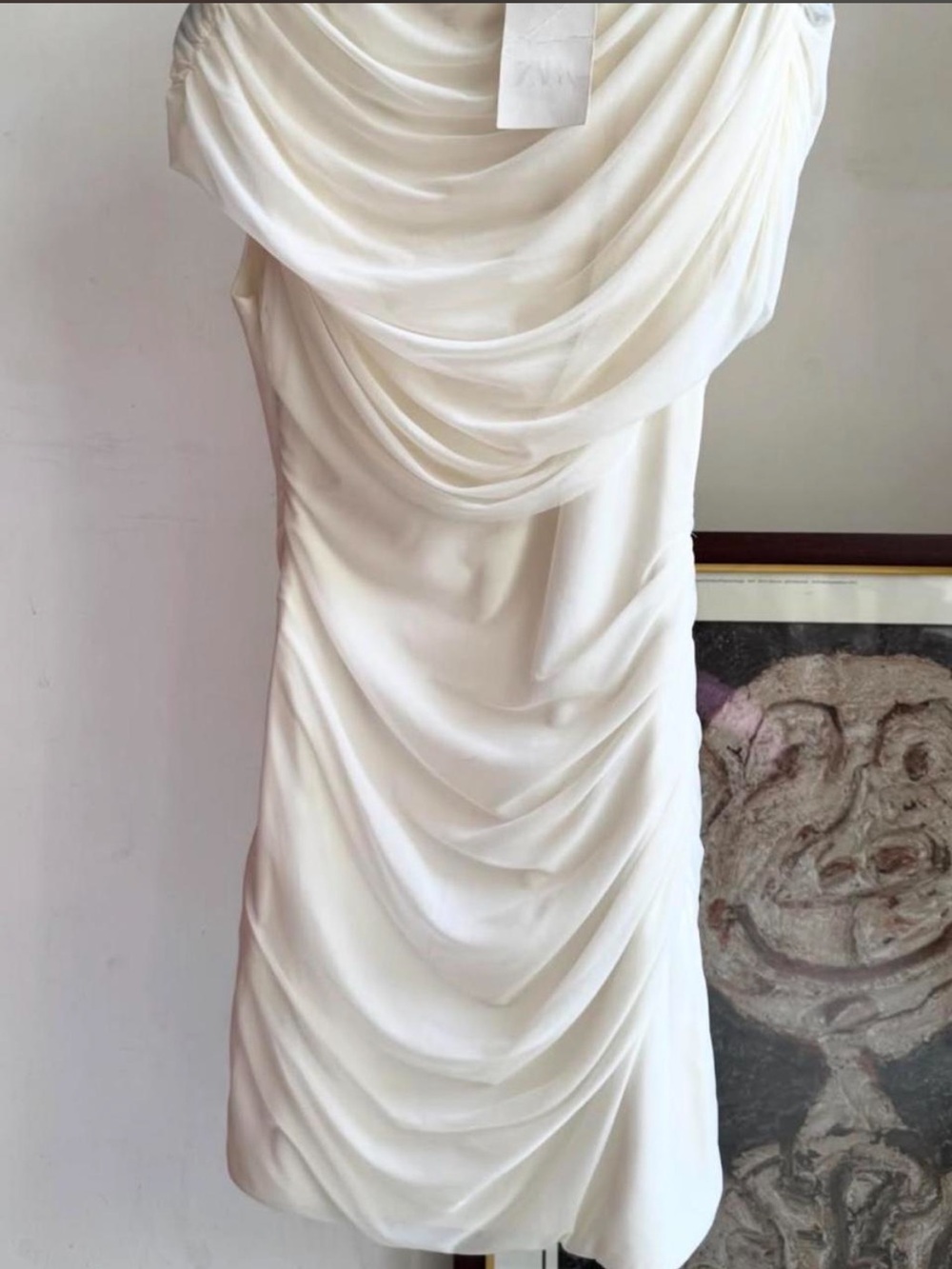 Zara Cream Draped Midi Dress - Picture 5 of 6
